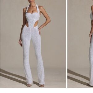 Ohpolly Coralena Embellished Cut-Out Jumpsuit in White